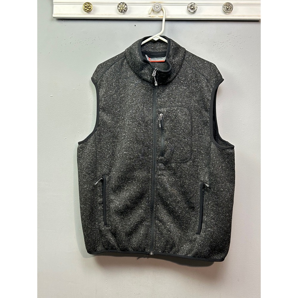 Free Country XXL Vest Full Zip Gray Fleece Sleeveless Jacket Mens Layering